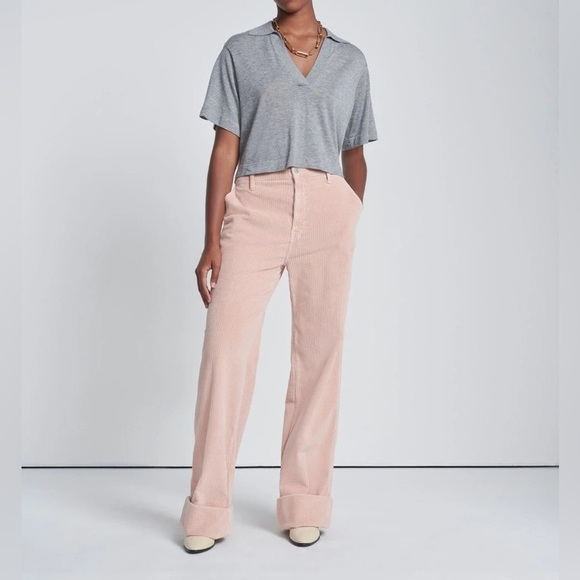 NWT 7 for all Mankind Corduroy Easy Trouser pink Sz 31  wide leg cuff - Picture 4 of 11